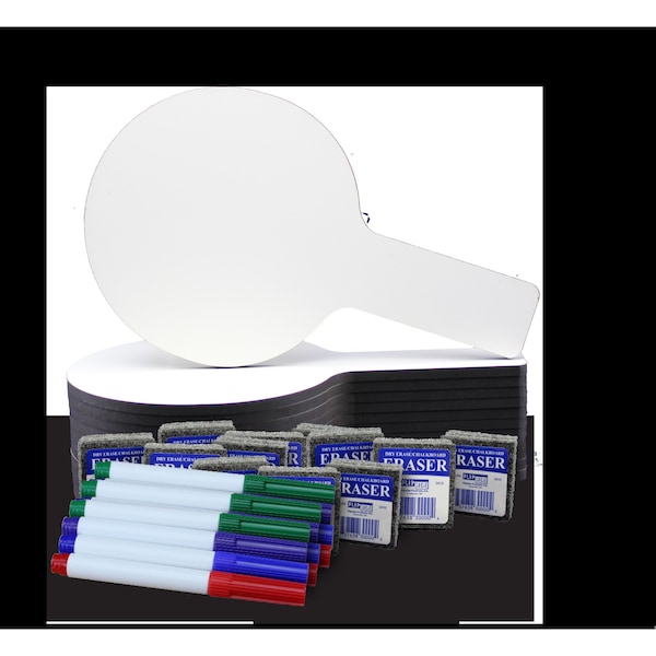 Flipside Mini Dry Erase Answer Paddles With Colored Pens And Erasers Class Bulk, 12PK 19136 - main